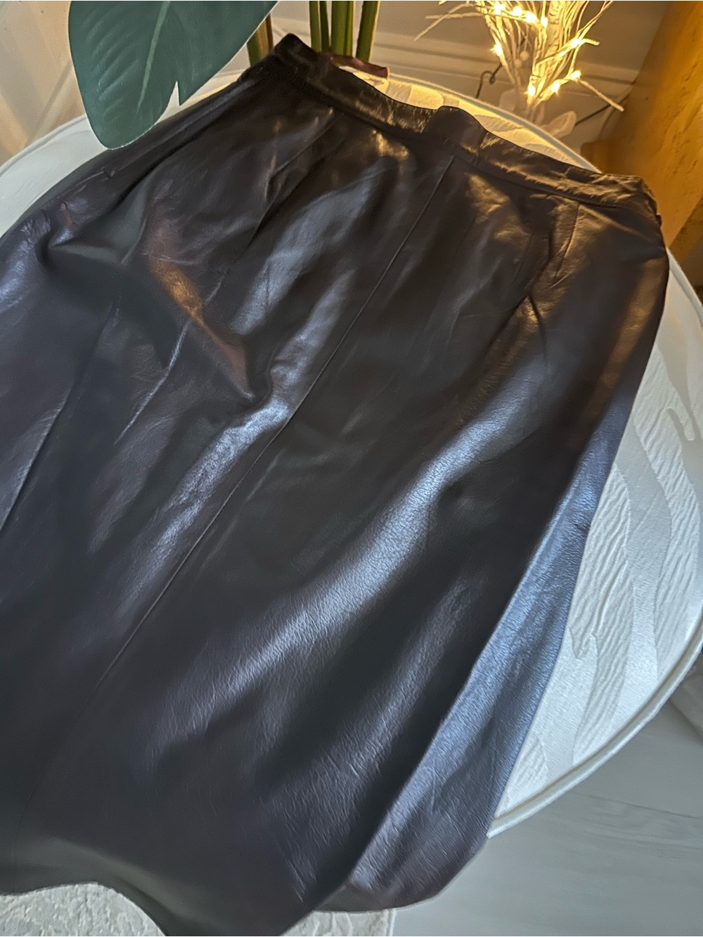 Harper Dark Brown Leather Drawstring Pouch